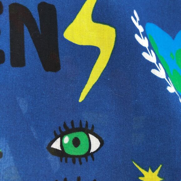 Adidas Pharrell Williams Doodle Shirt Mens M Button Up Floral Blue Camp RARE - Picture 8 of 8